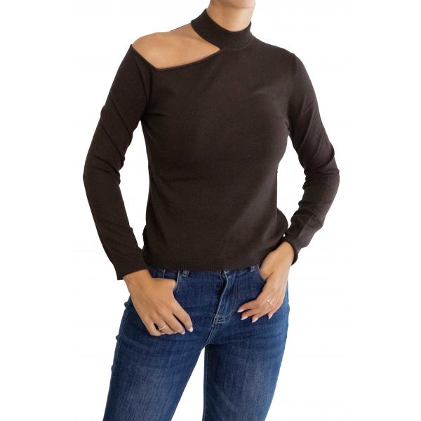 Maglia con scollo laterale tinta unita
